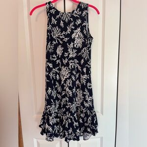 Michael Kors sleeveless dress women’s size S navy coral print ruffle